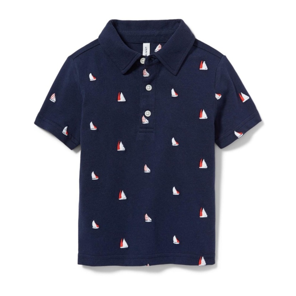 LIKE NEW Janie and Jack Embroidered Sailboat Polo Shirt